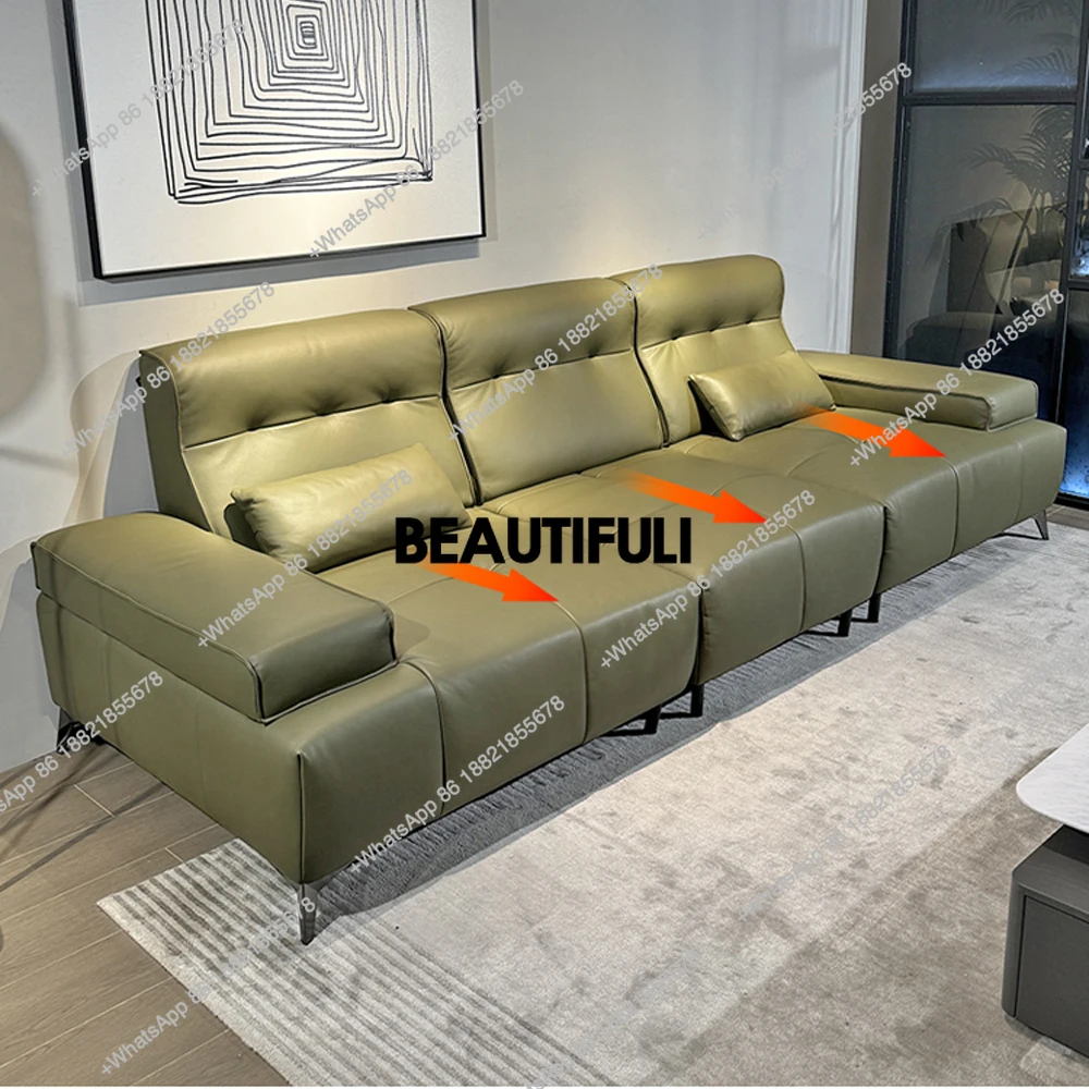 

Modern Electric Reclining Sofa Bed – Adjustable Genuine Leather Sectional Couch with Foldable Armrests – Sleeper Sofa