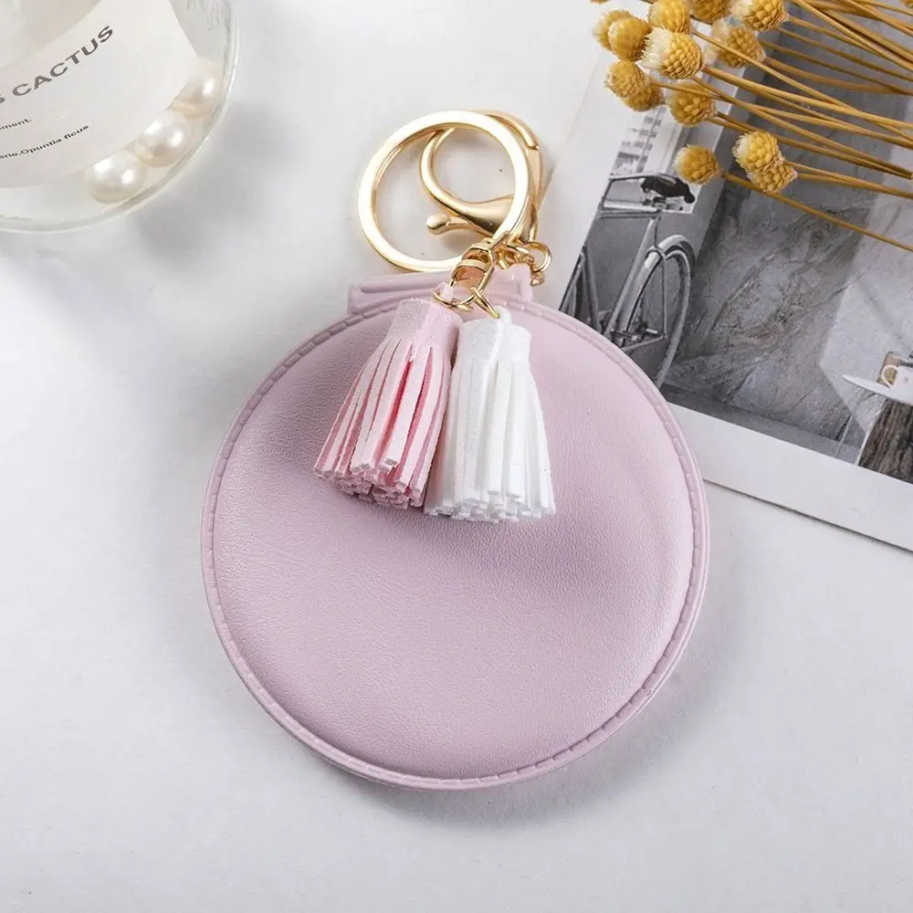 Beauty Mirror Fresh Colors Round Mirror Double-sided Cute Small Mirror Tassel Bag pendant Pocket Mirror Women