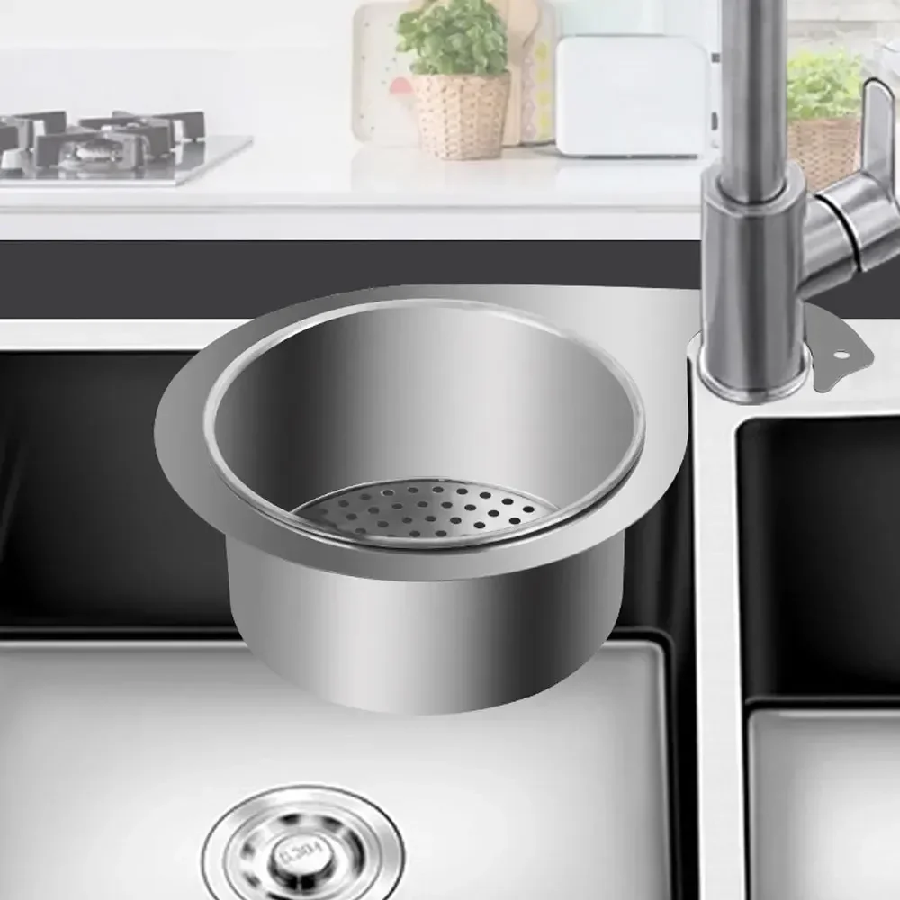 Stainless Steel Kitchen Swan Sink Strainer Basket Hanging Waste Drain Filter Basket Fruit Vegetable Drainer Sponge Rack Storage