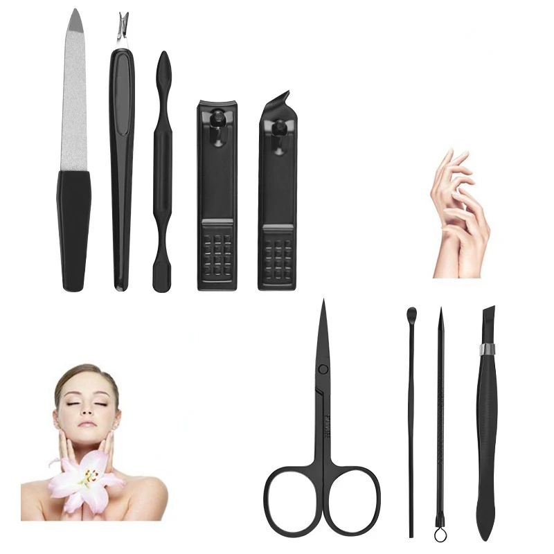 9 teile/satz Nagel Knipser Maniküre Pediküre Set Tragbare Reise Edelstahl Nagel Cutter Tool Kit Fingernagel Anzug