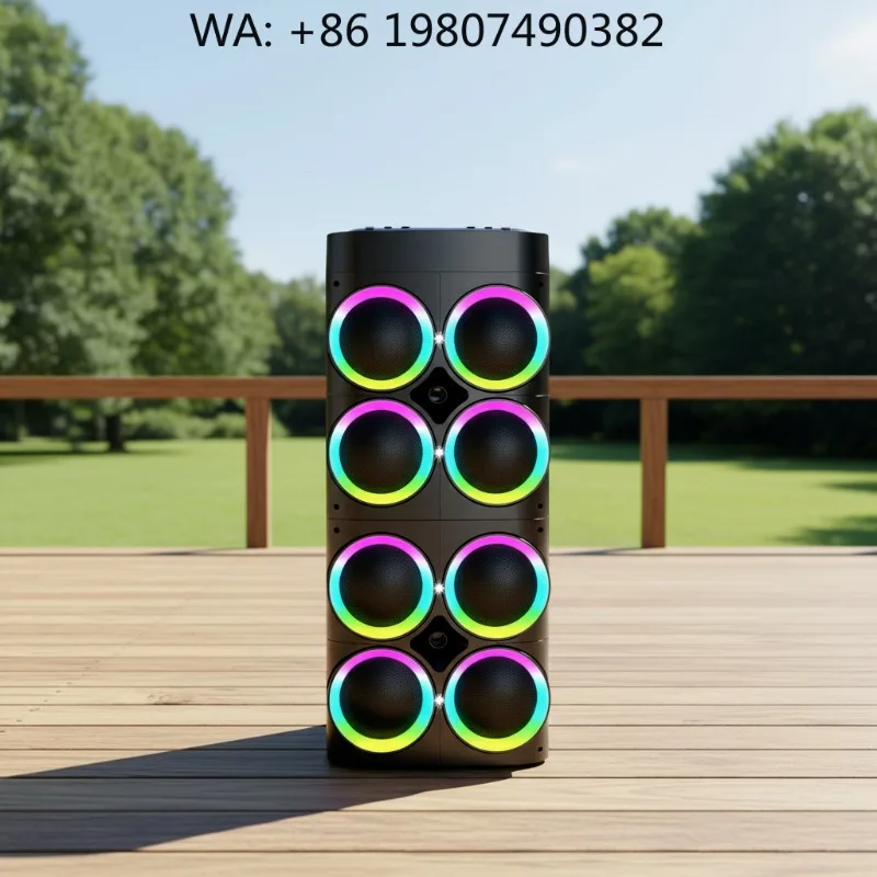 Wireless Portable Speaker Deep Bass RGB Light Long Standby USB Charging With Mic Outdoor Party Custom Audio System