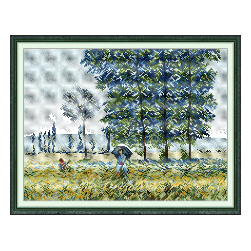 Sunlight Under The Poplar Trees Patterns Counted Cross Stitch Set 11CT 14CT 16CT Stamped Cross-stitch Kit Embroidery Needlework - view 2