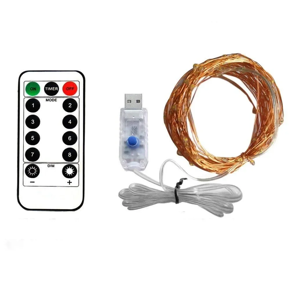 LED Strip Light Room Decor USB Remote Copper Wire Decorative Christmas String Light Outdoor Fairy Lights 5M 10M 20M