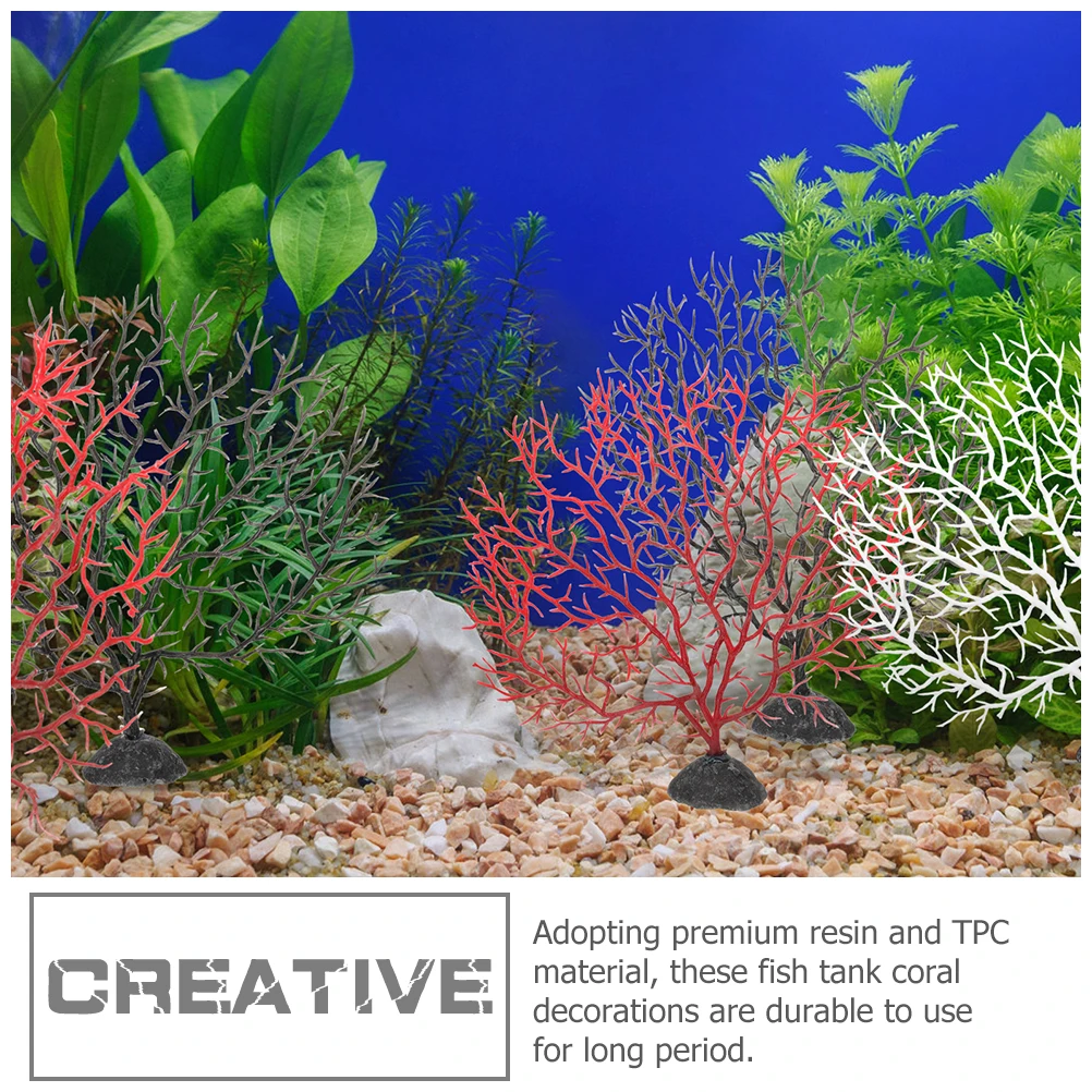 

3pcs Coral Aquarium Ornaments Artificial Resin Corals Fish Tank Decor Fake Decorative Life Detailed