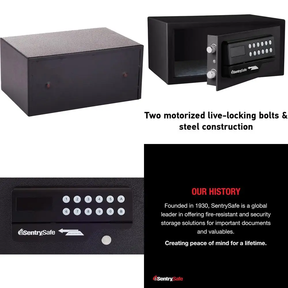 

Стальной сейф с функцией считывания карт и цифровой клавиатурой, компактная модель с внутренней подсветкой и надежным креплением, 0.41 куб. фута, H060ES