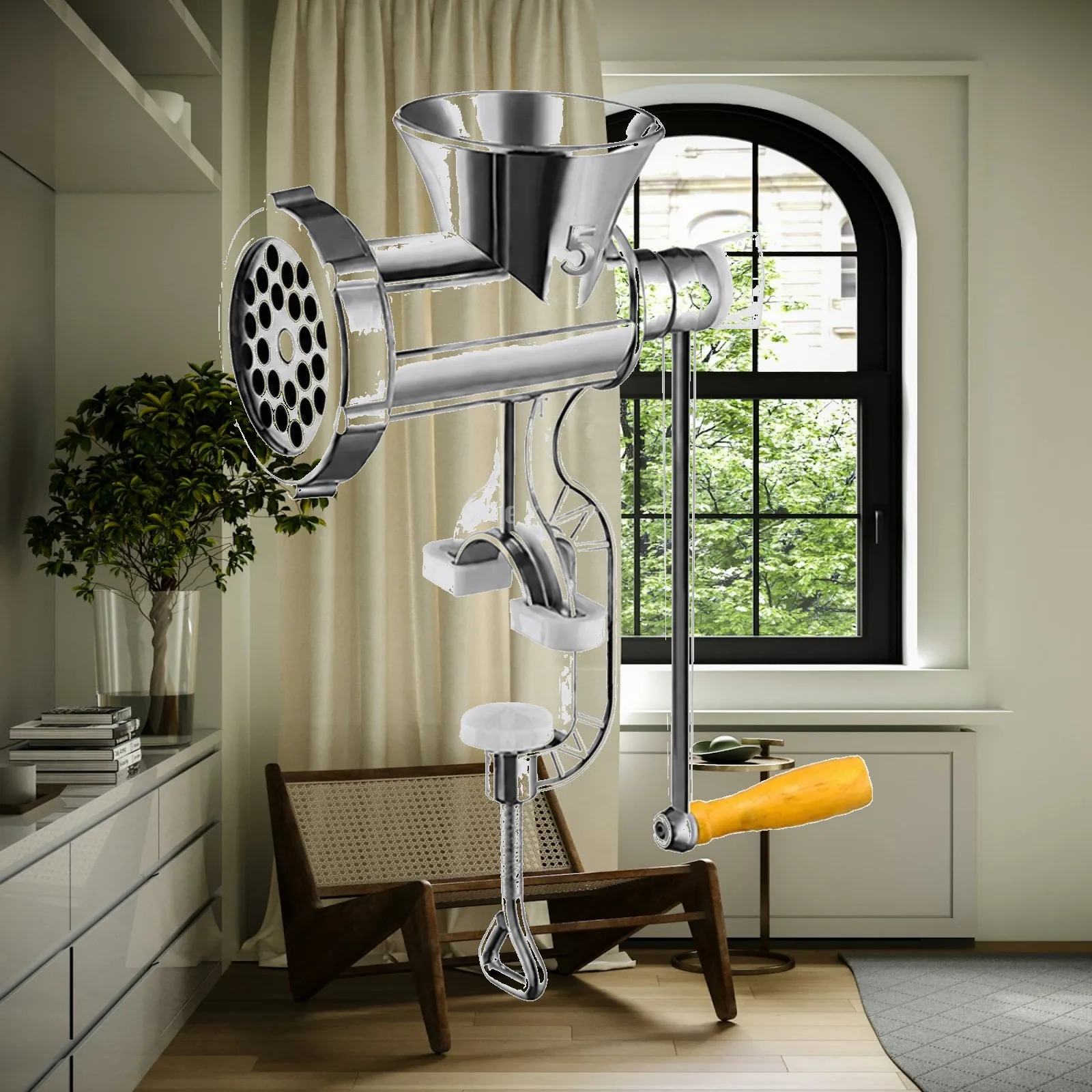 Manual Meat Grinder Hand Crank Sausage Stuffer Kitchen Tool Aluminum Alloy Countertop Clamp for Home Cooking