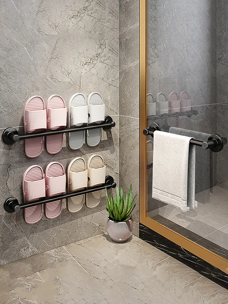 The product can be customized. Room slipper rack without punching Toilet wall mounted storage device Toilet shoe drain rack