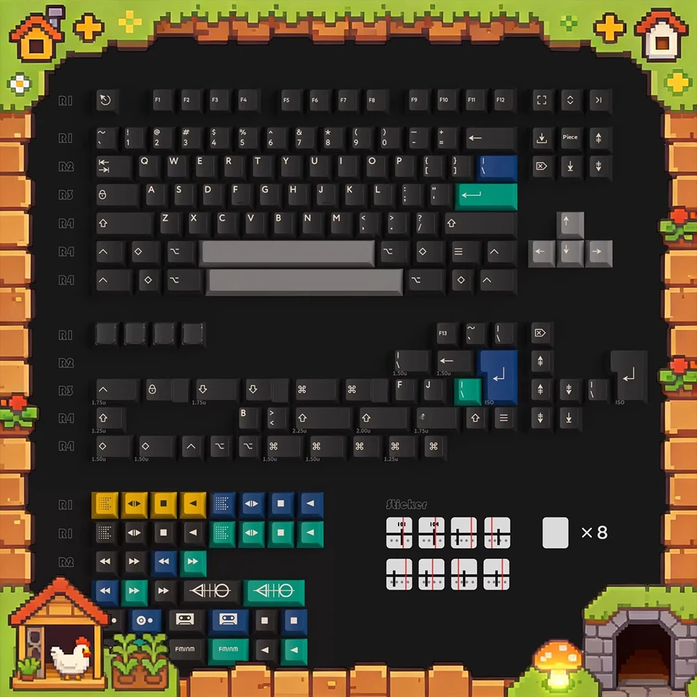 PBTfans Tape Radio PC Keycaps Tape Customization Sports Keyboard Keycaps Two Color ABS Factory Height For PC Accessories Gifts