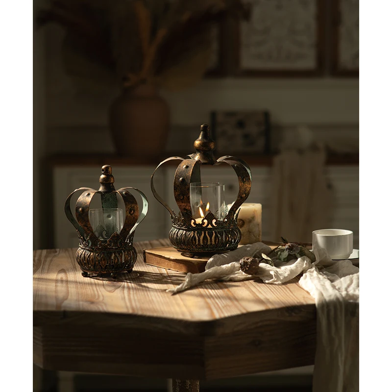 

Винтажный подсвечник в виде королевской короны, средневековый металлический фонарь, свадебный центральный элемент, бронзовая антикварная подставка для свечей | Декор для дома