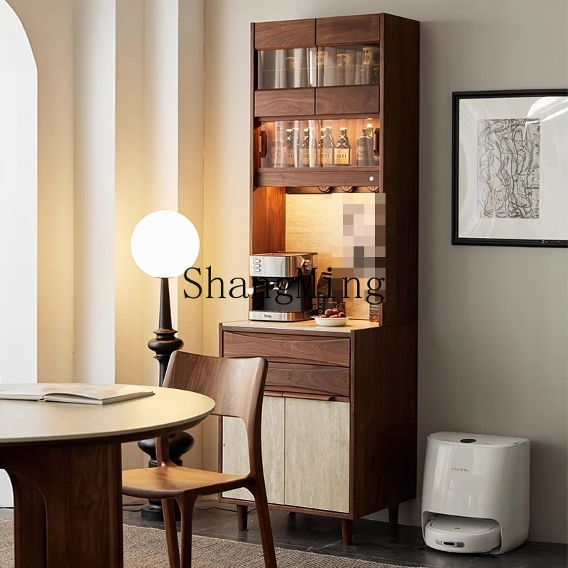 FG good-looking  solid wood household living room rock slab cave stone narrow side cabinet simple storage high cabinet