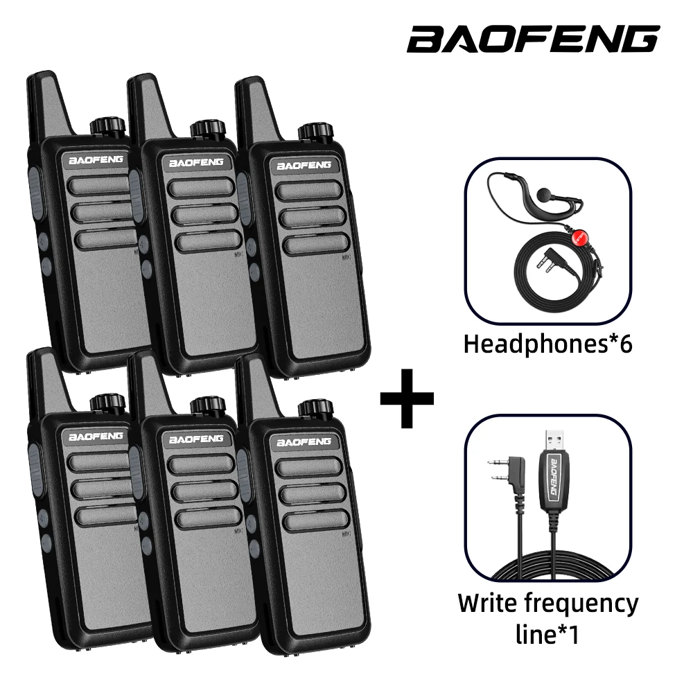 6Pack 888SPLUS High Power Portable Walkie Talkie Level 9 Speech Encryption Noise Reduction Anti-Interference 5km Radio Easy To U