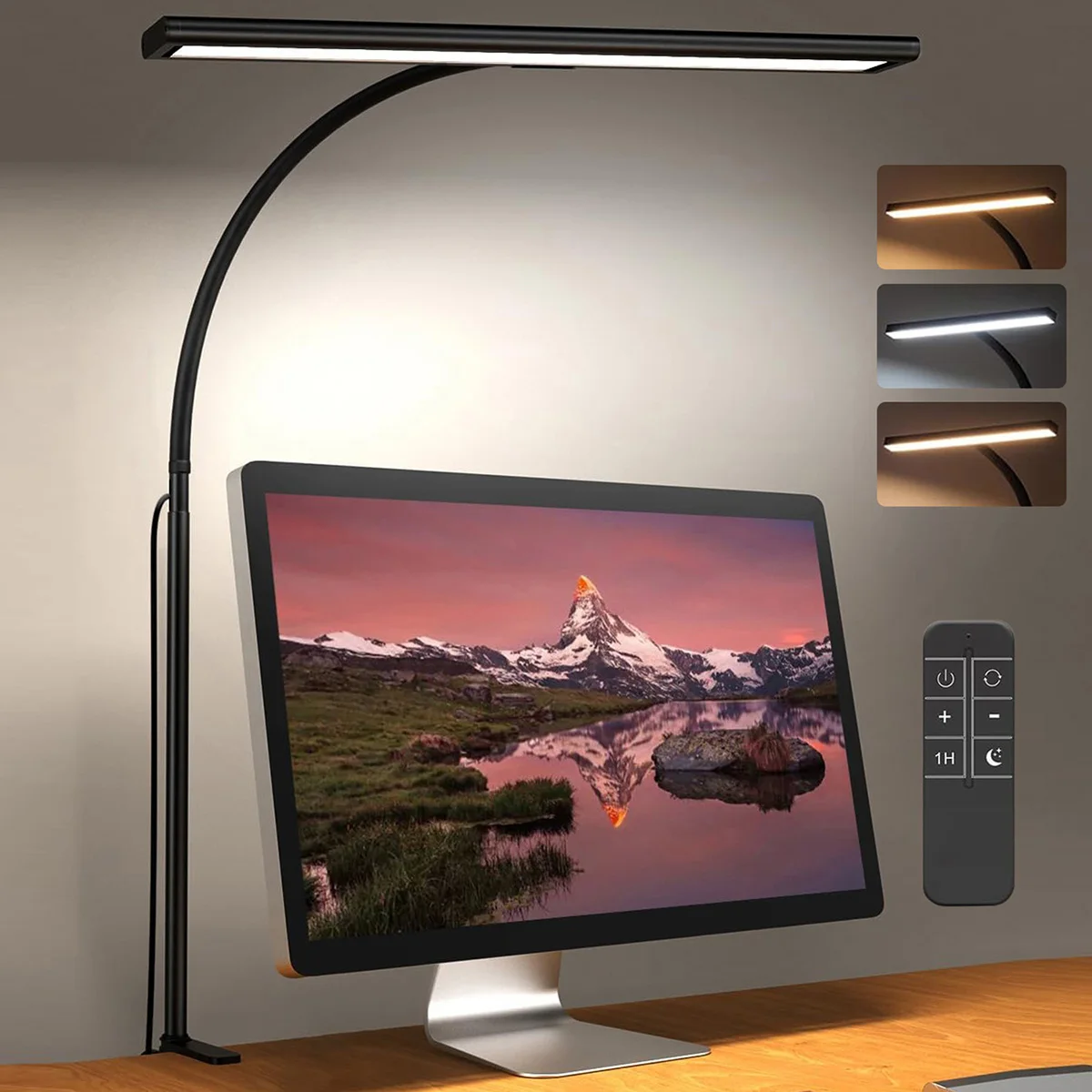 

Светодиодная настольная лампа для офиса и дома, настольная лампа для ухода за глазами с бесступенчатым затемнением, регулируемая гибкая лампа для чтения на гибкой стойке с зажимом