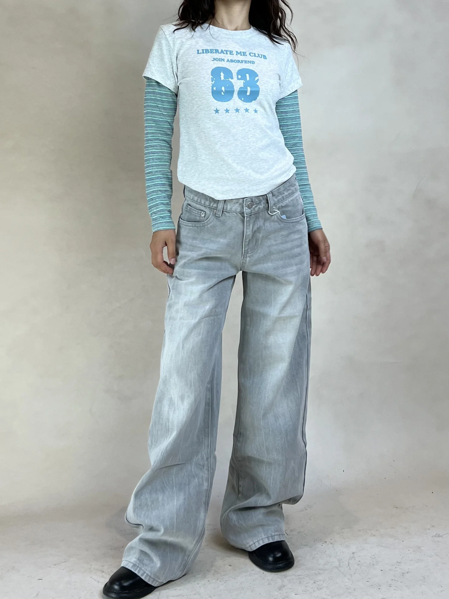 

Американские свободные джинсы с низкой посадкой и широкими штанинами для женщин, модель DINA2026, осенняя новинка, цвет мокко, свободные прямые джинсы.