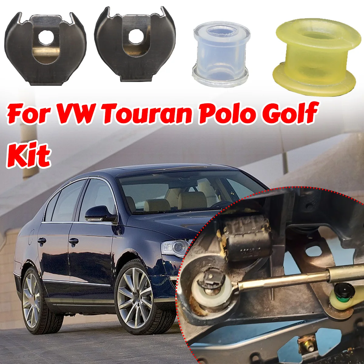 

Kit Gearshift Cable Gearbox Control Bushing For VW Golf CC EOS 1F Jetta Lock Washer Gear Shifter Selector Lever Linkage End Rod