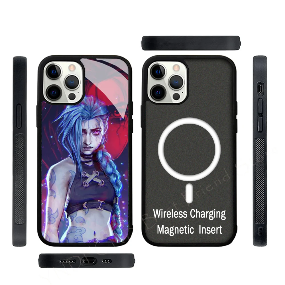 

LOL Jinx Phone Case Strong Magnetic For IPhone 15 14 13 Pro Max Alex Mirror For Magsafe Wireless Charging Cover