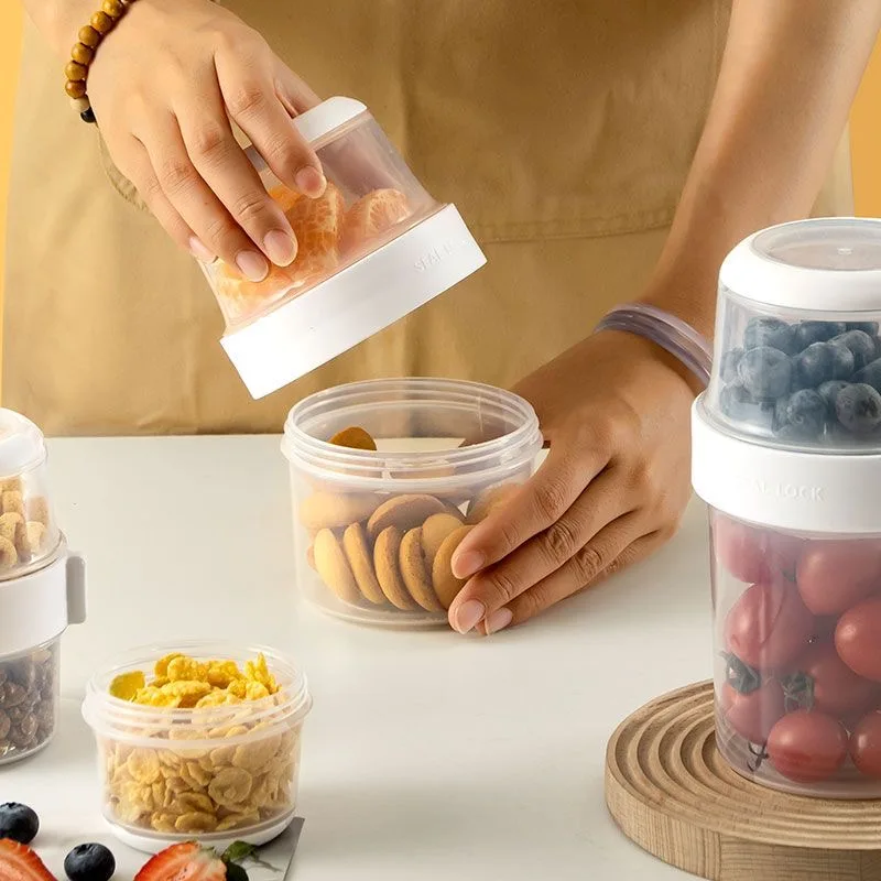 Portable Double-layer Sealed Storage Cup, Fruit Snacks, Mother and Baby Food Storage Cup, Outdoor Fat Reducing Salad Cup