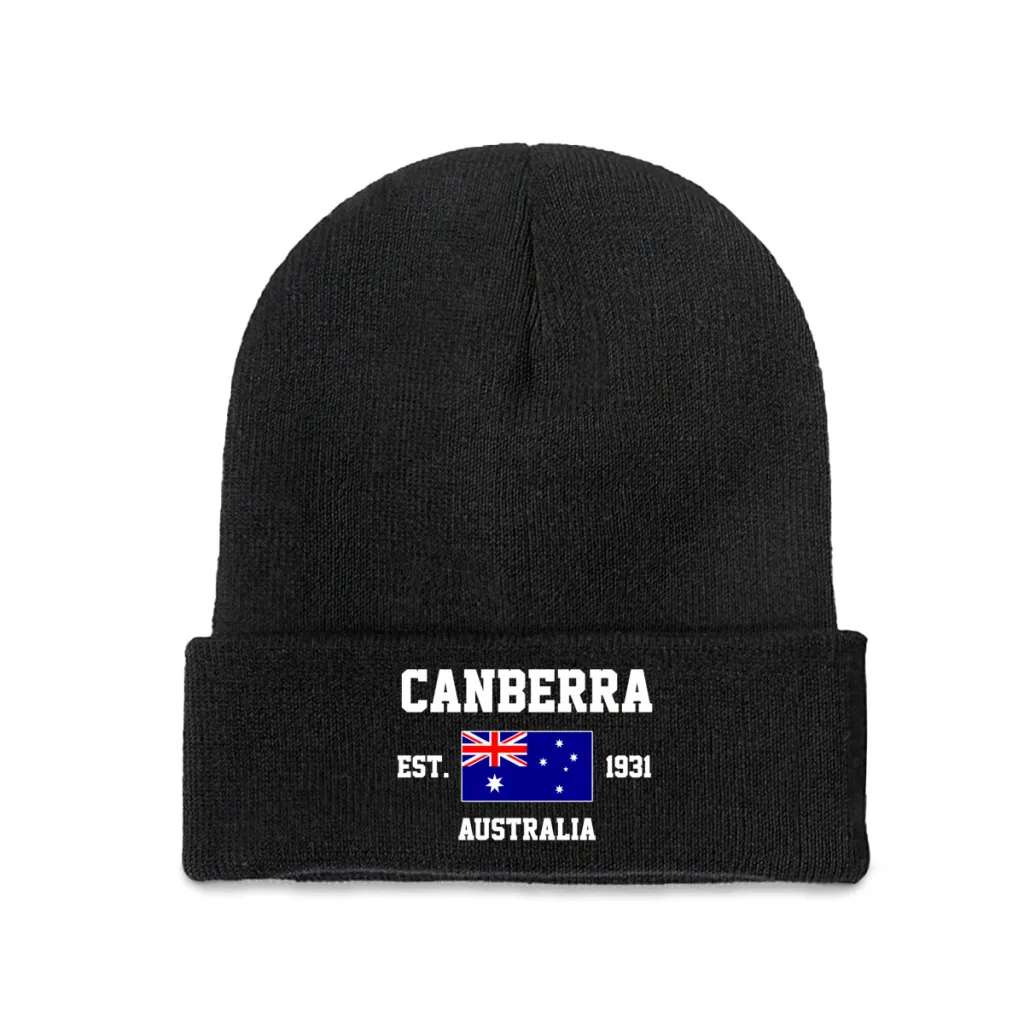 Australia EST.1931 Canberra Capital Men Women Unisex Knitted Hat Winter Autumn Print Beanie Cap Warm Bonnet