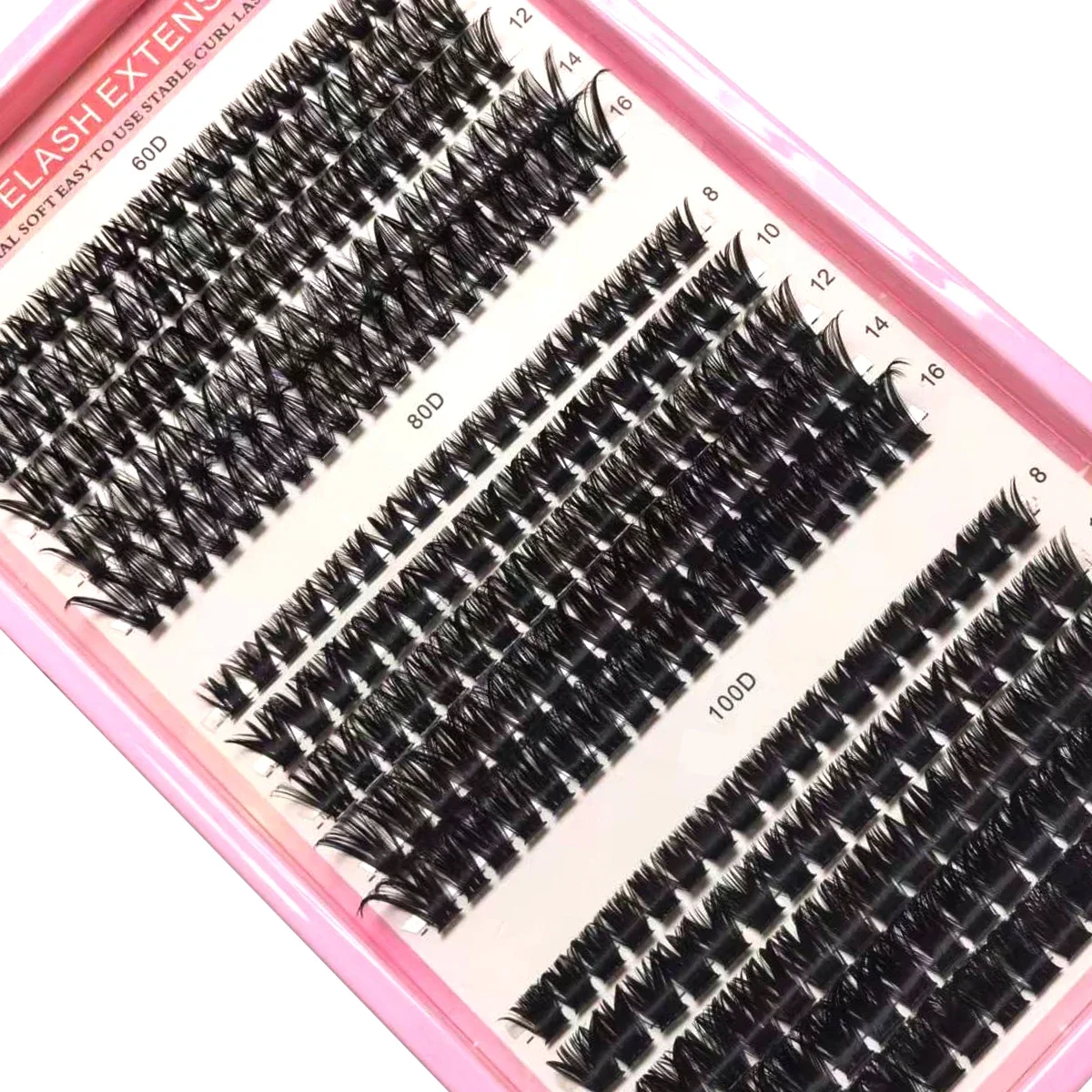 60D-100D Flauschige DIY Cluster-Wimpern, gemischte Wimpernverlängerung, 0,07 mm, russische Wimpern, dick und wiederverwendbar, dramatisch