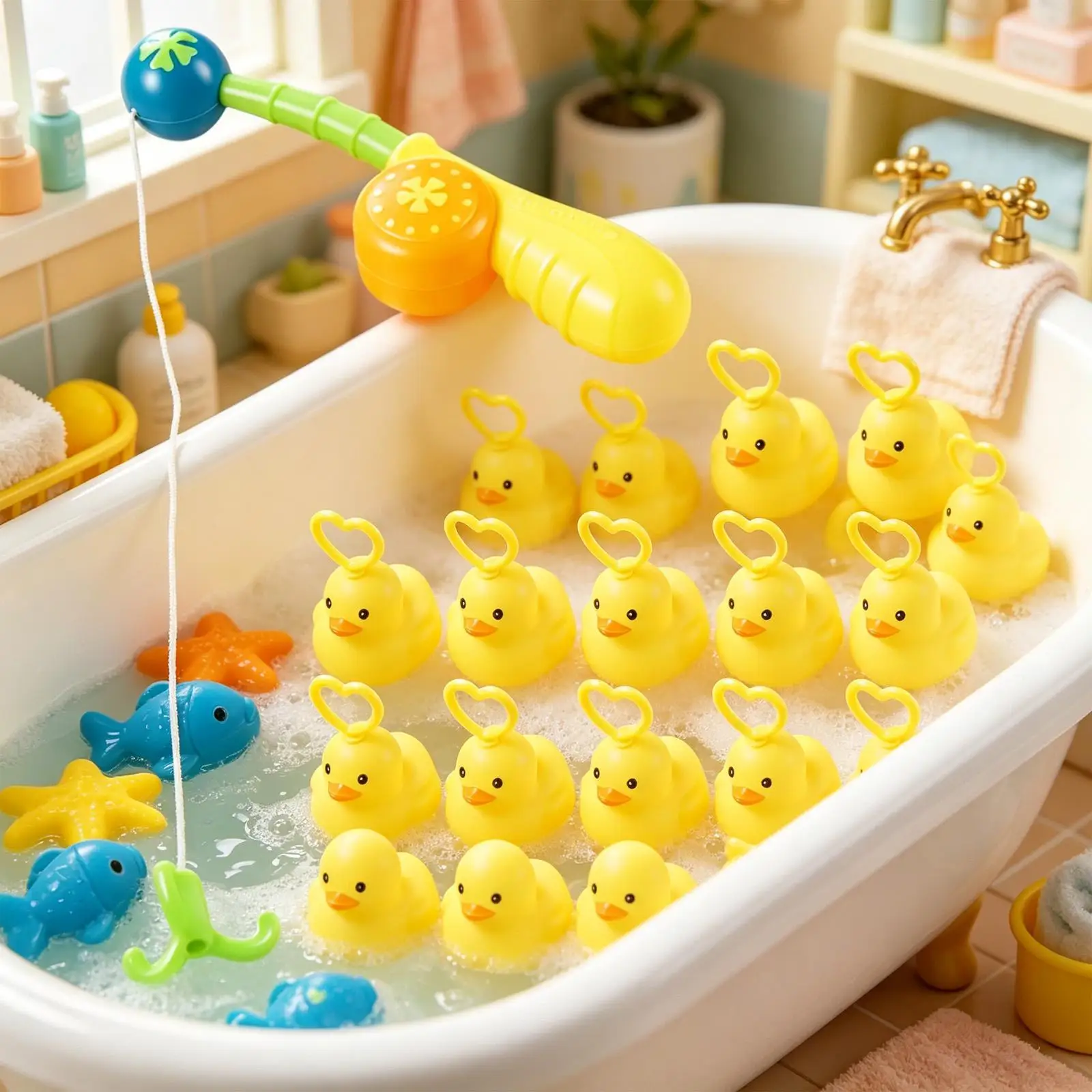 子供用釣りゲーム-アヒルを捕まえる水遊びゲーム-教育玩具-ポールロッド付き-子供用-男の子-女の子-幼稚園-保育園-就学前家庭用
