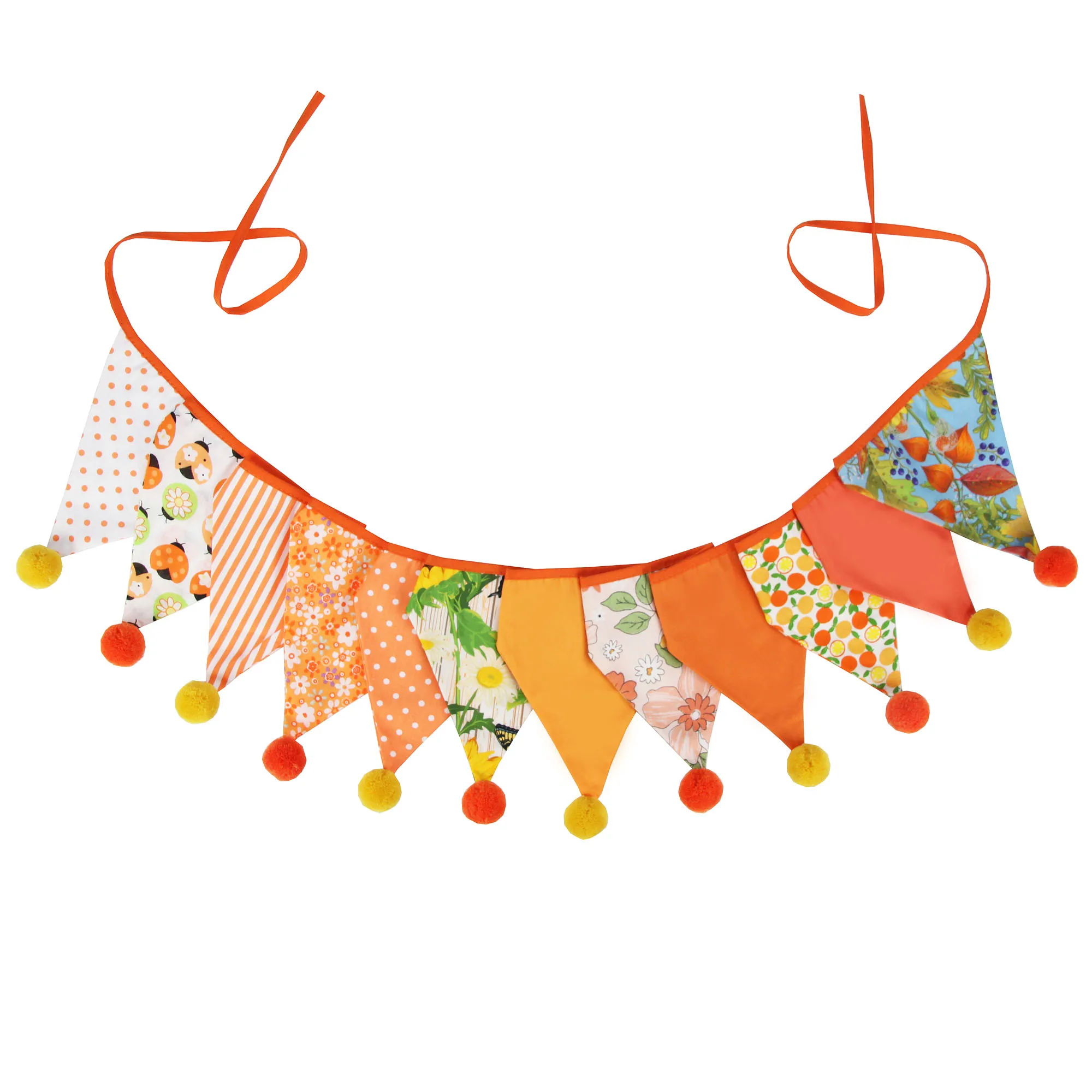 3,2 m Vintage-Blumenstoff-Wimpelkette, 12 Wimpel-Flaggen mit Kugeln, Hochzeit, Party, Dekoration, Banner, Zuhause, Babyparty, Karneval, Girlande – Detail 31