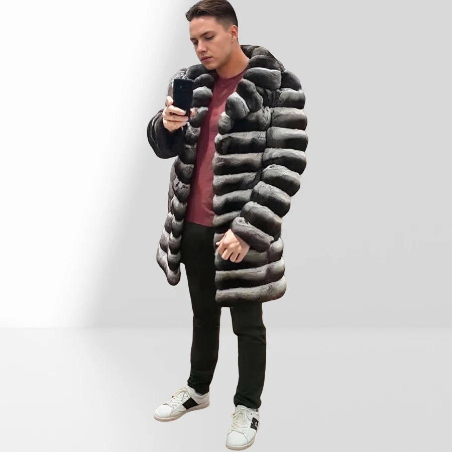 

Natural Fur Coat Men Chinchilla Rex Rabbit Fur Coats New Style Rex Rabbit Fur Jackets