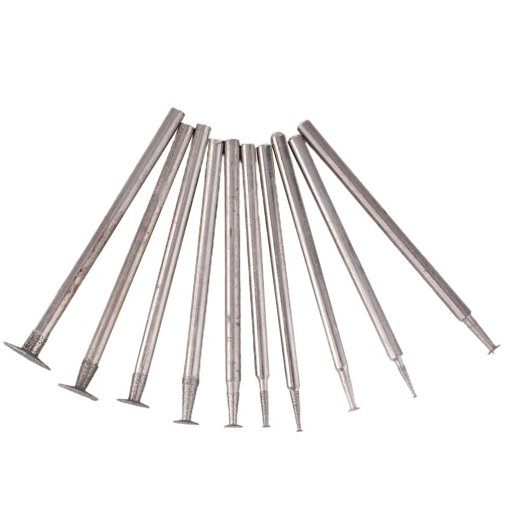 T Head Grinding Bit Professional Diamond Grinding Head Set for Carving and Polishing 10 Pieces in Silver Color