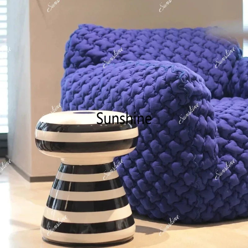 Living room FRP mushroom stool polka dot stripe small edge table, villa flower trellis corner tableTJ view 3