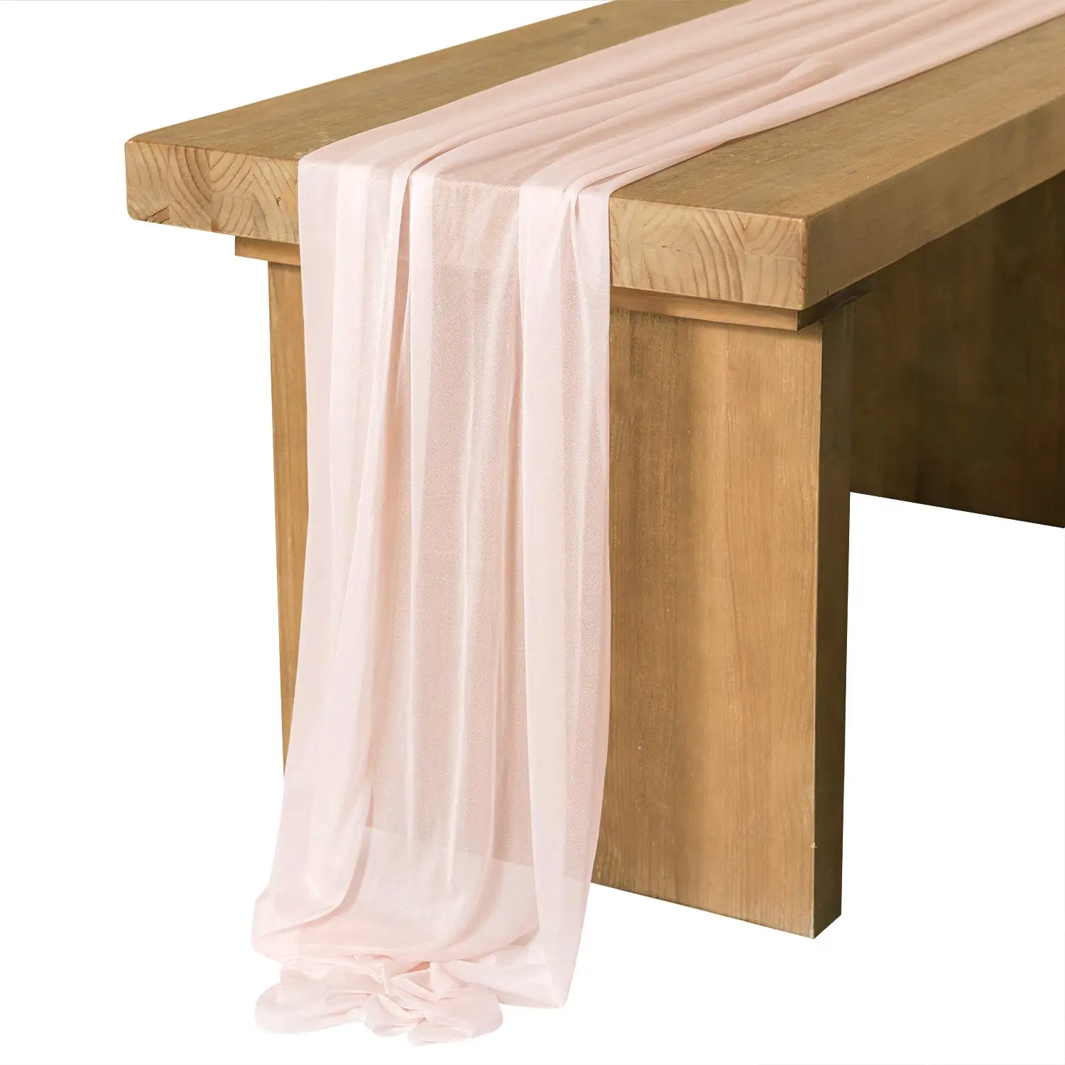 Semi-Sheer Pink Table Runner Chiffon Table Setting Dining Vintage Wedding Party Christmas Banquets Arches Cake Decor