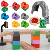 Wooden Train Track Connector Railway Rails Accessories Fit Thomas Train Road Connector Wood Railway Bridge Boys Birthday Gifts