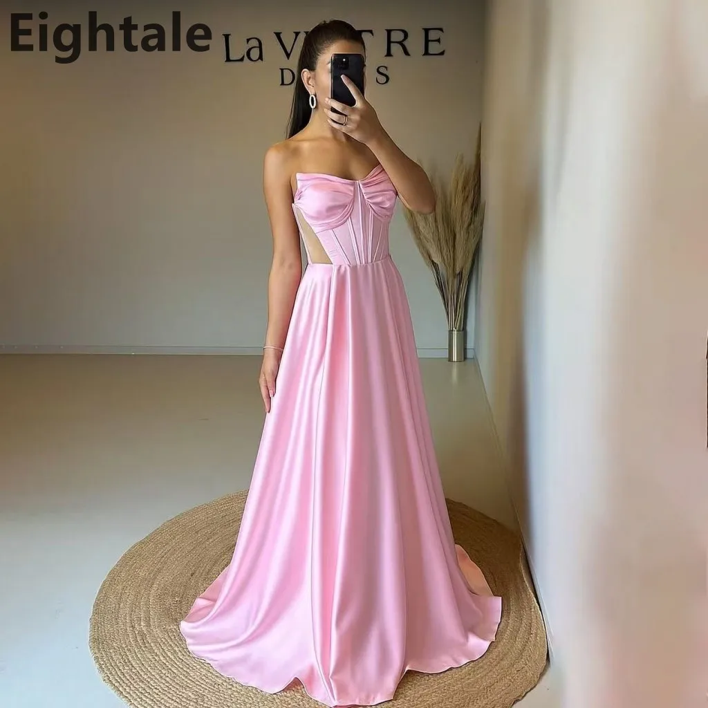

Eightale 2025 A Line Satin Prom Dress Sweetheart Evening Party Dress Lace-Up Back Formal Prom Gown Customized
