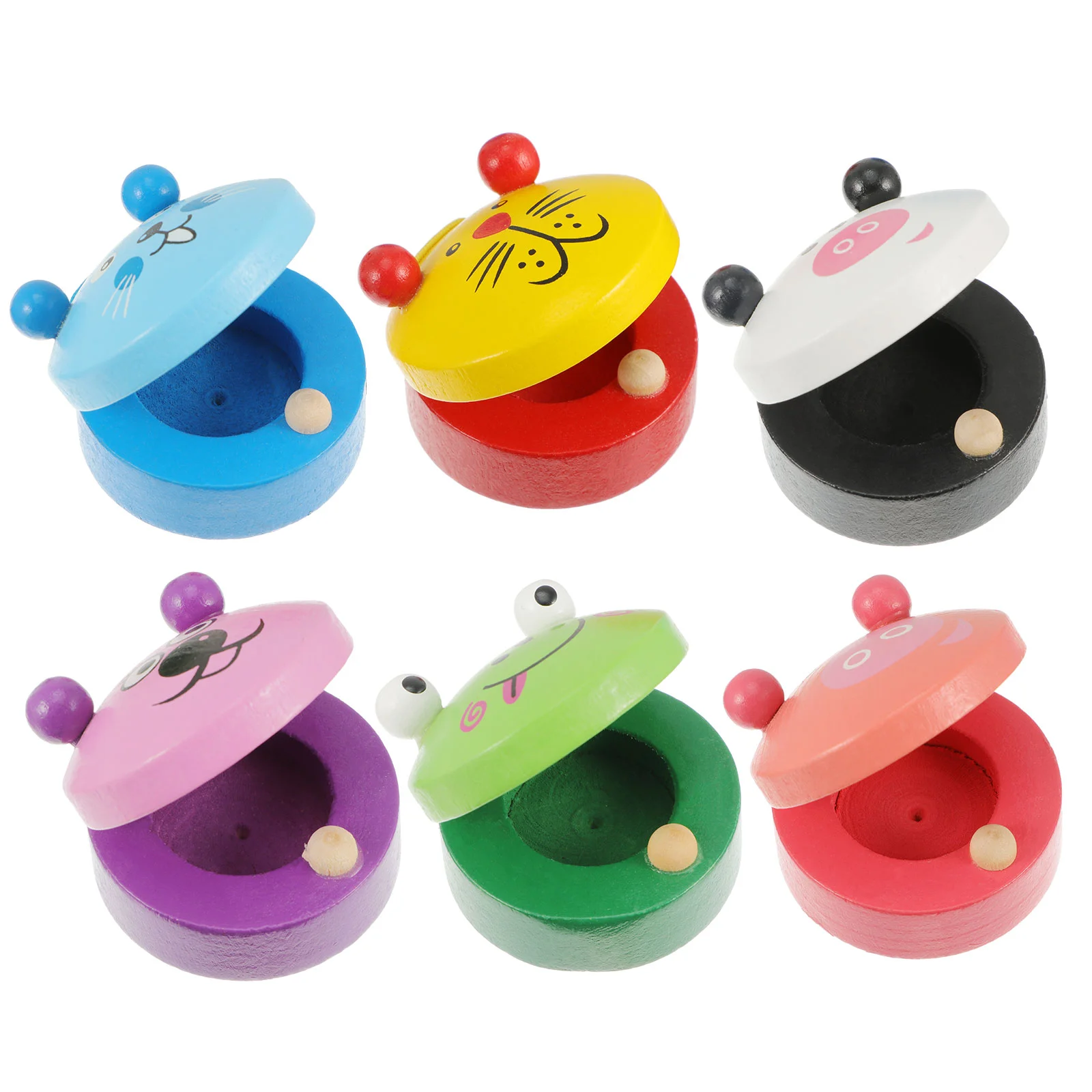 6 Pcs Wooden Castanets Toddler Toy Puzzle Instrument Animal Music Educational Safe Eco Friendly Kids Musical Sense