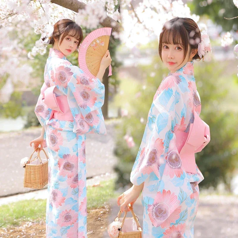 Kimono pakaian Formal Jepang wanita gaun tradisional Vintage jubah Cosplay Yukata kostum photosharing performa Geisha B