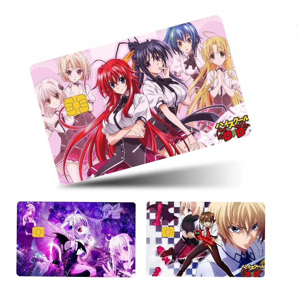 High School DxD Anime 1 Juego de 4 Uds pegatinas de piel de tarjeta de crédito para tarjeta bancaria VISA pegatina impermeable antiarañazos regalo de mujer