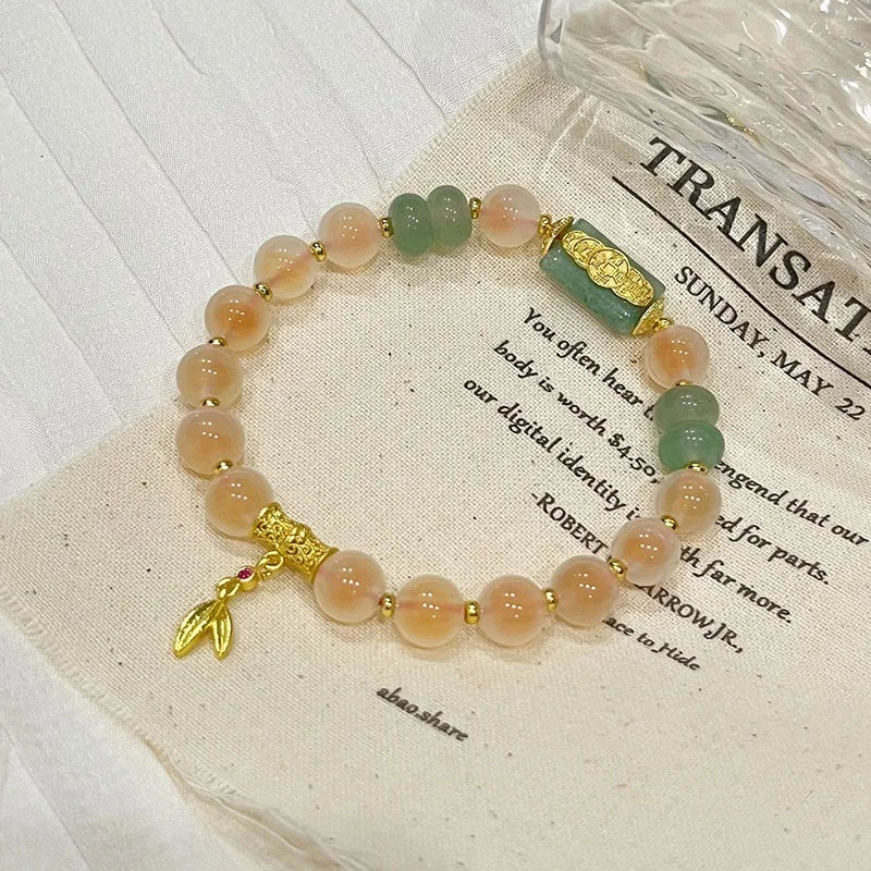 

Натуральный оранжевый сахар сердце агат женский нишевый элитный новый эластичный браслет в китайском стиле для душ и живописных пятен