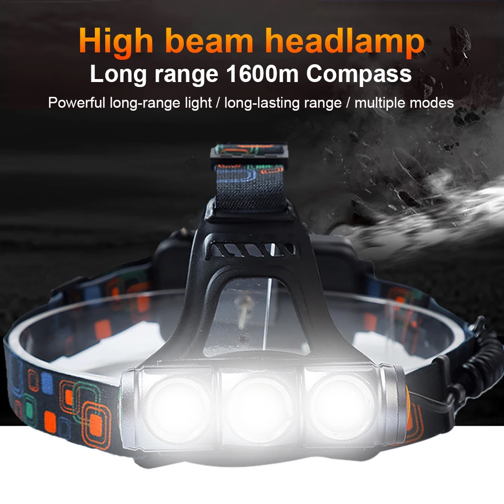 

for Fishing Led Headlamp Powerful Rechargeable Head Flashlight Hunting Torch Hiking Front Lanterns Camping Headlights