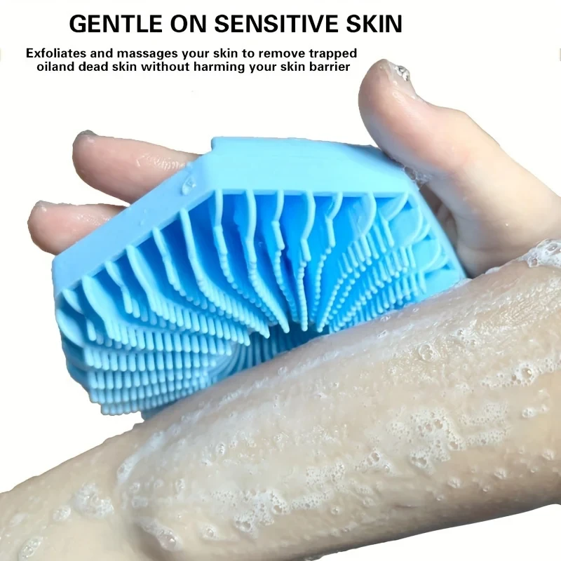 Brosse de douche en silicone polygonale, outil de nettoyage de la peau à main, feuille valide, exfoliante, cfand cfshower