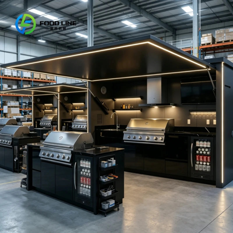 Customized Private Outdoor Kitchen with Complete BBQ Setup for Outdoor Entertaining Courtyard Outdoor Kitchen System