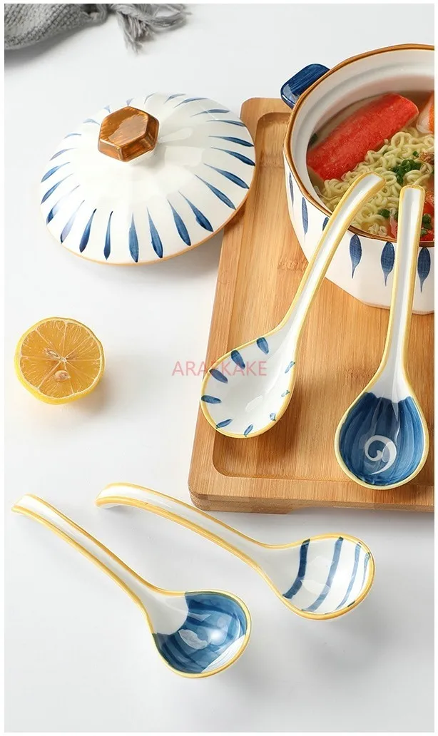 ملعقة سيراميك، مقاس كبير، مقبض طويل، ملعقة طويلة، ملعقة كونجي، ملعقة أرز