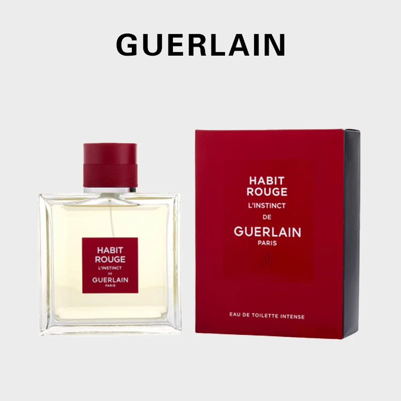 Guerlain Habit Rouge L'Instinct men Eau De Toilette بخاخ مكثف 100 مل ملاحظات عطر خشبية مع رائحة أصلية تدوم طويلاً