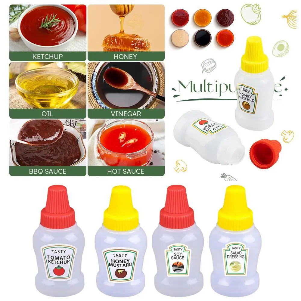 2/4pcs Mini Lunch Bento Scatola di Salsa di Soia Food Grade Mini Pomodoro con Salsa Condimento Contagocce Insalata Dispenser di Plastica bottiglia T3G5