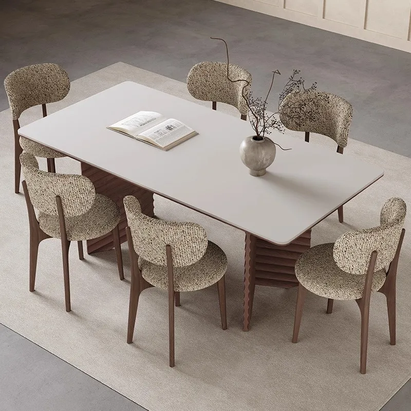 Medieval style solid wood rock slab dining table rectangular oak walnut dining table