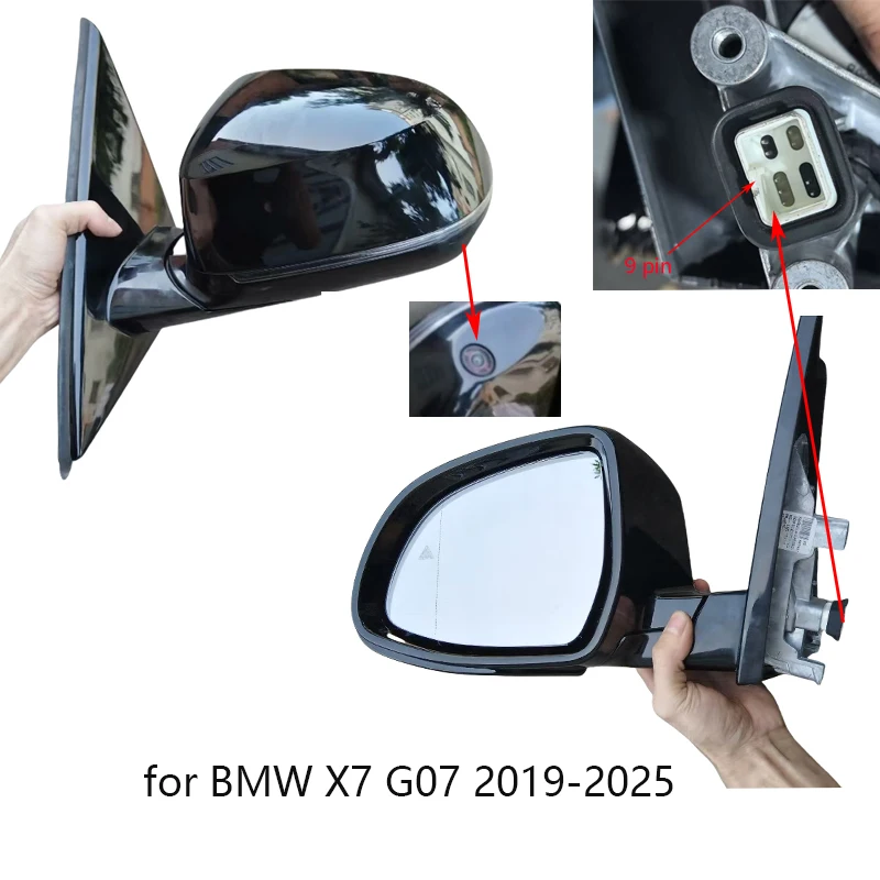 new Auto Left or Right Foldable heating automatic dimming blind spot camera 9 pin Rear Mirror Assembly for BMW X7 G07 2019-2025