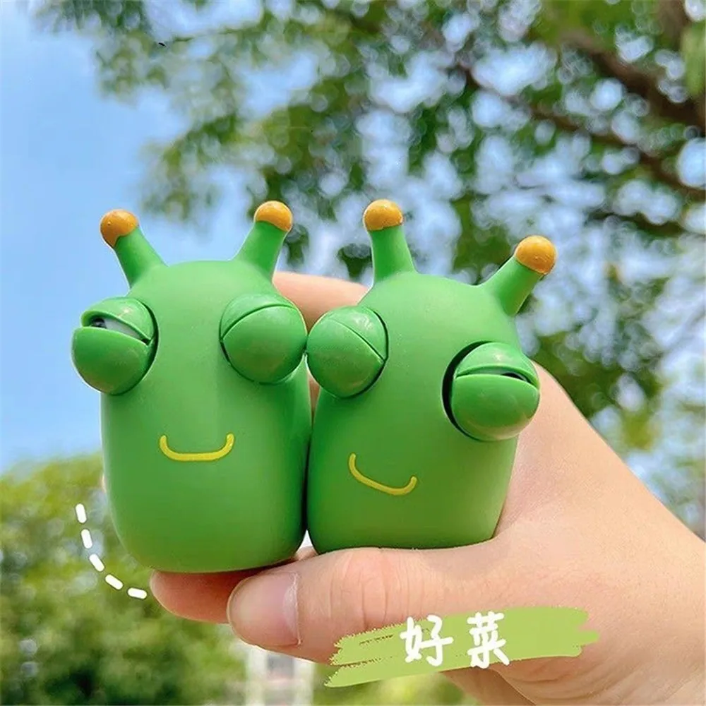 Funny Eyeball Burst Squeeze Toy Green Eye Caterpillar Pinch Toys Adult Kids Stress Relief Fidget Toy Creative Decompression Toy