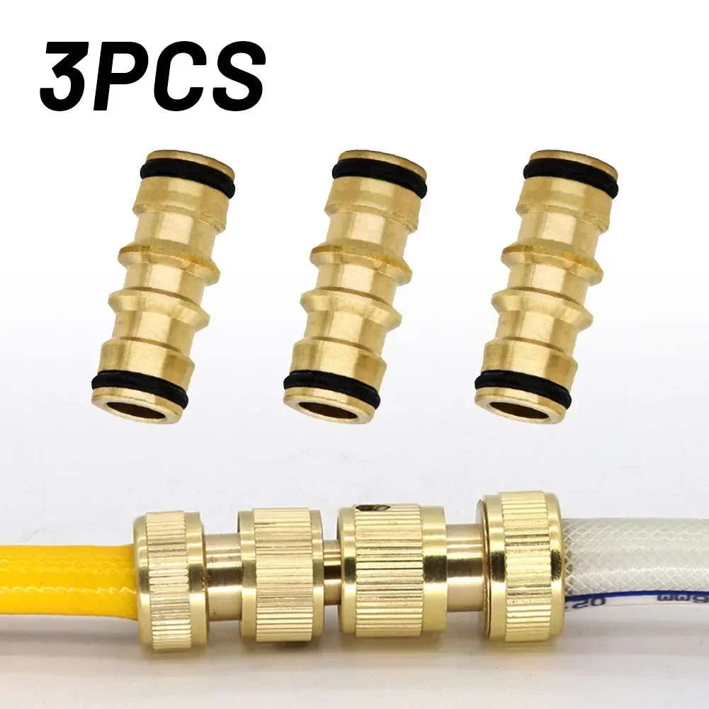 3PCS Solid Brass Hose Pipe Connector Double Male To Male 1/2'' Hose Pipe Connector Quick Connector Female To Female Hose Ends