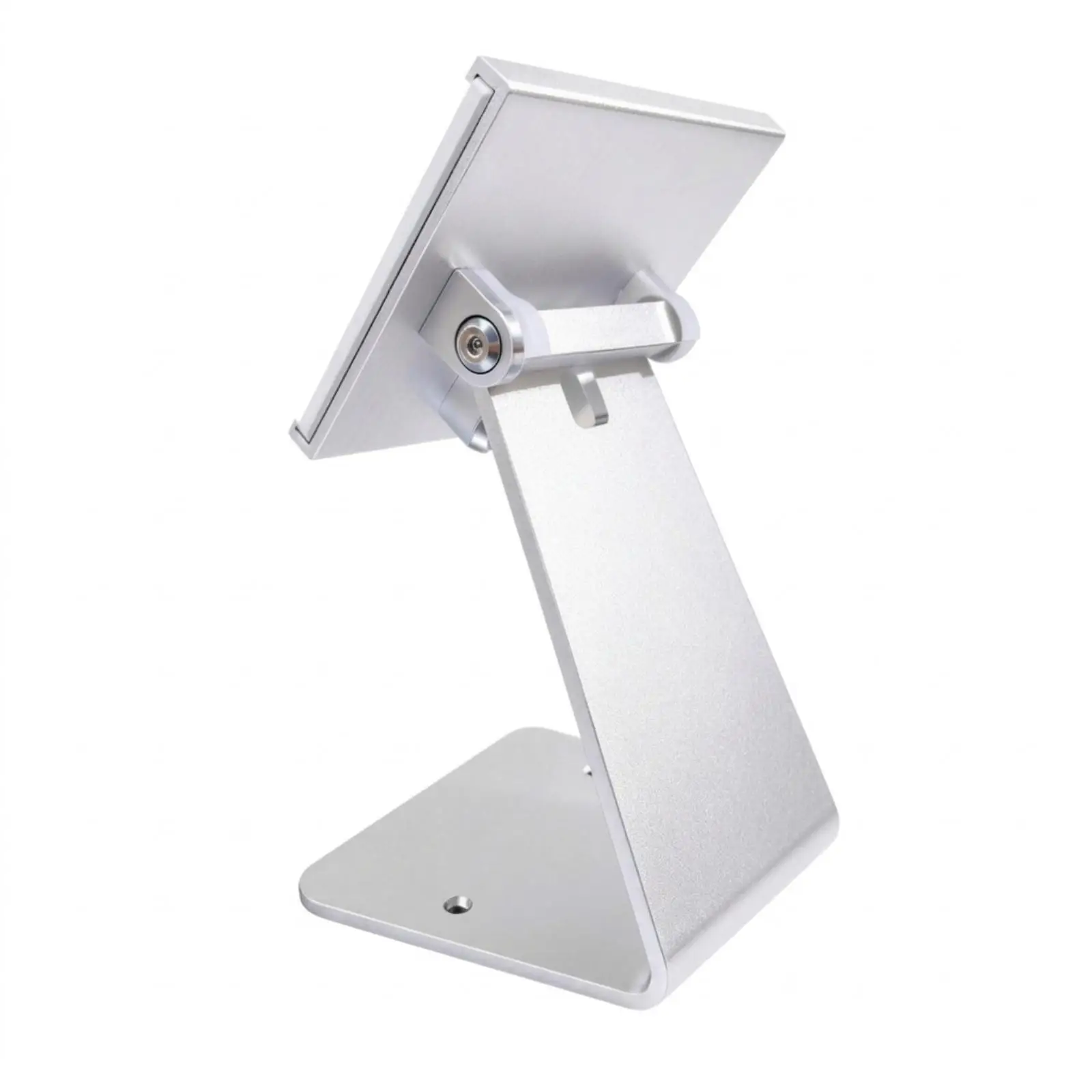 Compact Silver Aluminum Tablet Stand Anti Theft Desktop Display Holder for Commercial Checkout Counter