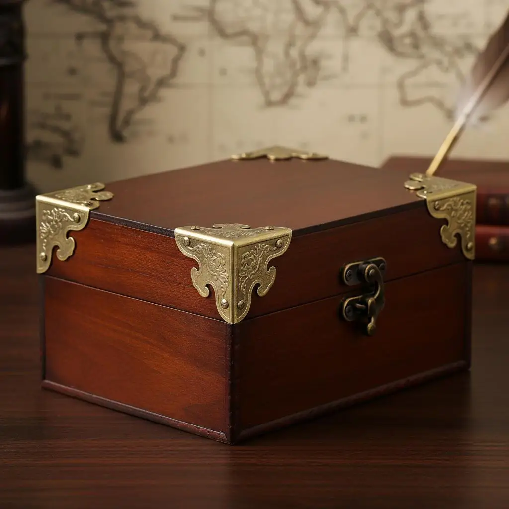 

4Pcs Wooden Box Corner Guards Brass Retro Metal Protectors for Jewelry Storage Chests Edge Protection Decorative Trim