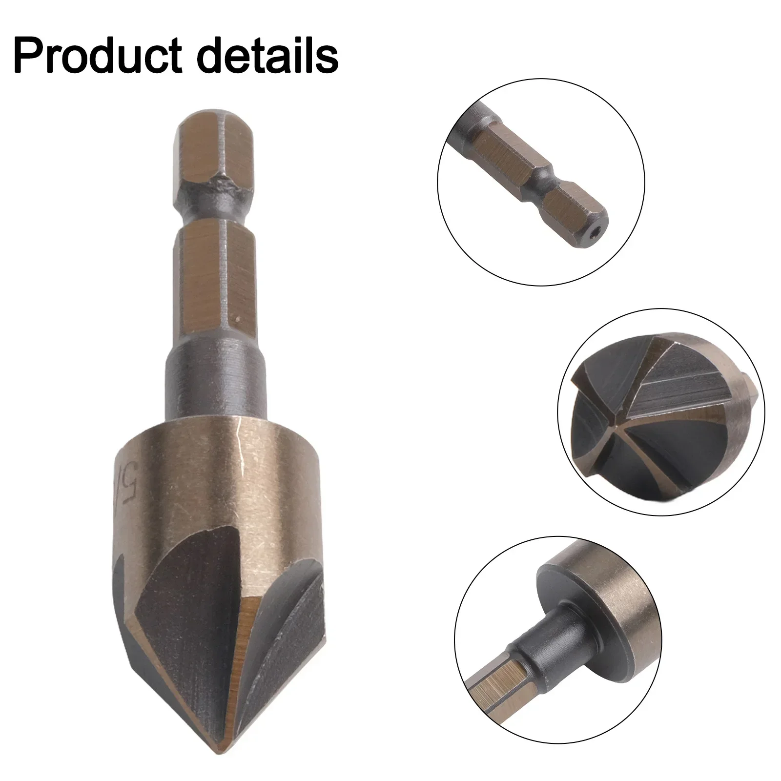 5PCS M35 Cobalt Countersink Drill Bit Set 82 Degree 5 Flute Hexagonal Round Shank Counter Sink Bit For Metal Wood Plywood Plasti