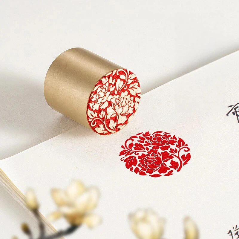真鍮製彫刻仕上げシール書道絵画トップコーナー仕上げスタンプヴィンテージ中国製収集品デスク装飾クラフト