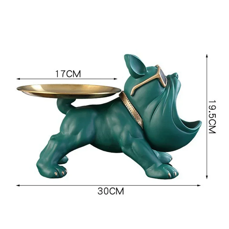 

Box French Sculpture Decor Key Tray Dog Resin Big Butler Nordic Home Holder Mouth Storage Bulldog Figurine For Statue