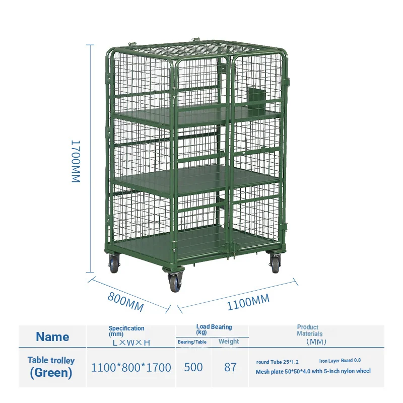 Mobile Heavy Duty Industrial Foldable Galvanized Steel Platform Transport Roll Cage Trolley With 3 Mesh Sides OEM Customizable